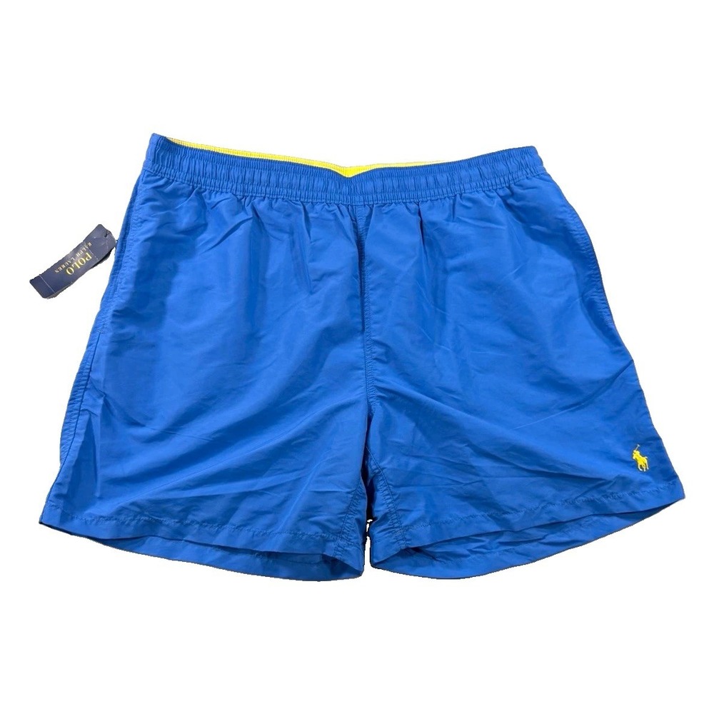 Polo Ralph Lauren Swim Trunks Mens XXL Blue Yellow Pony Mesh Lined NWT